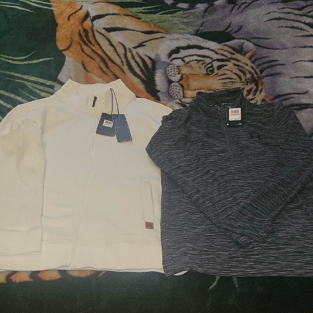 Mens Bundle Of Eighth Avenue White Zip Up And Under Armour Pullover Zip Up